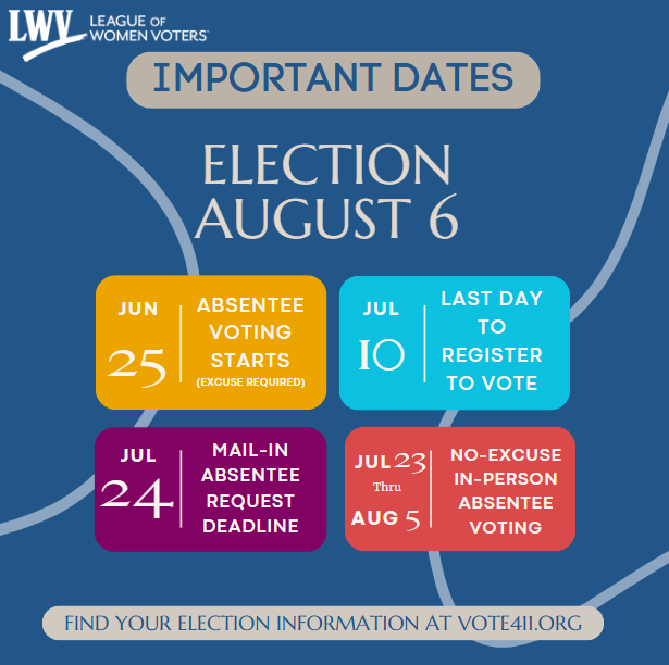 important dates for August 6 election