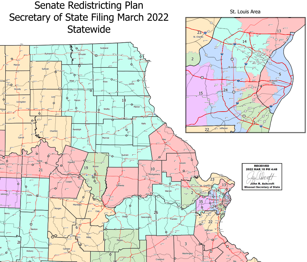 MO Senate District Map - STL area