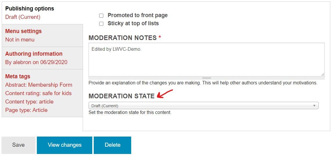 Moderation State (Draft or Published)