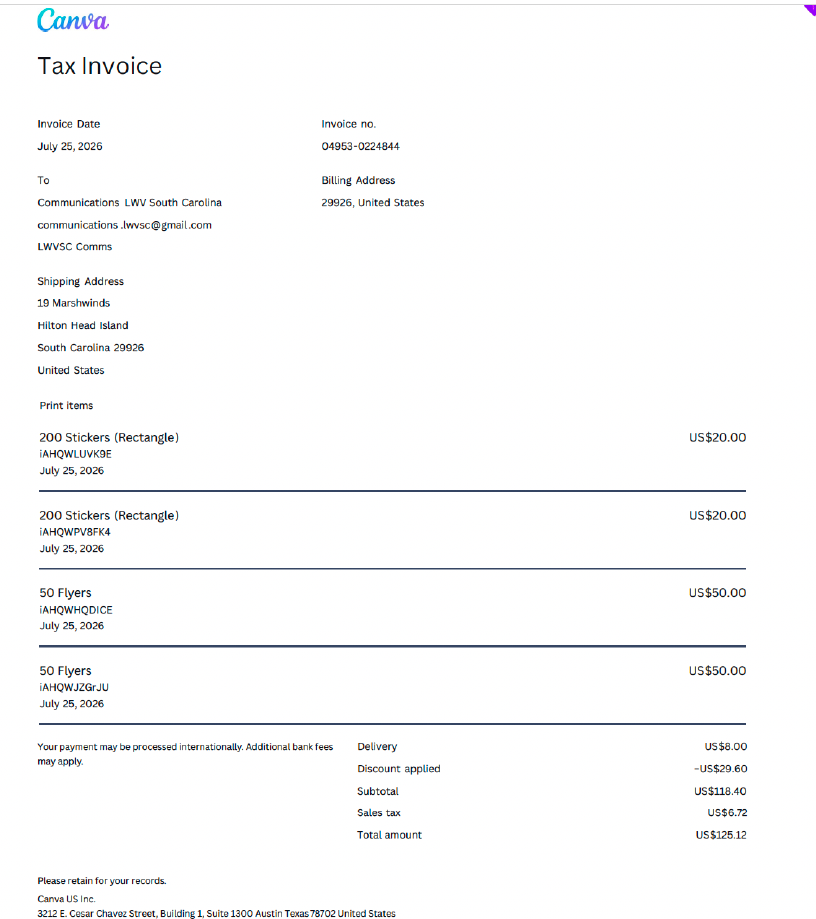 Canva Invoice