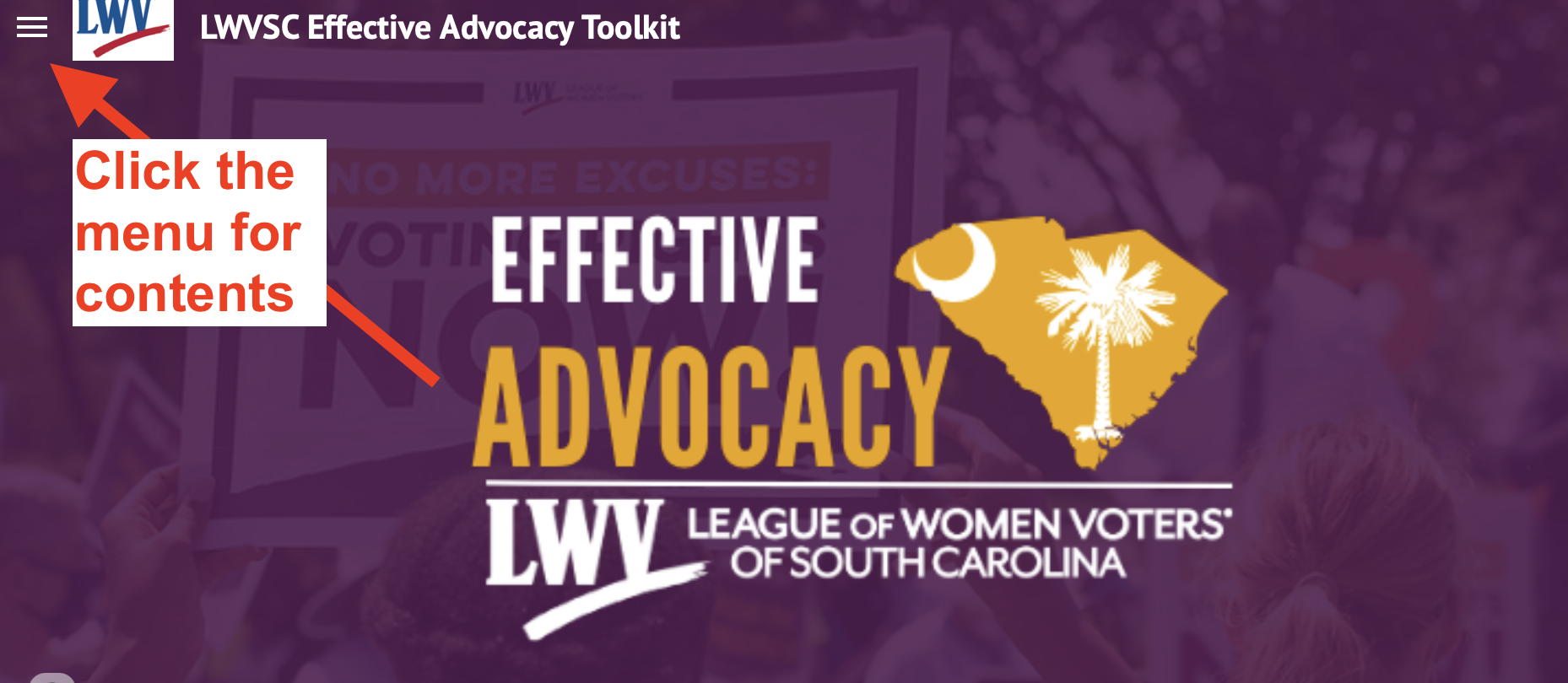 Advocacy Tools screen annotated