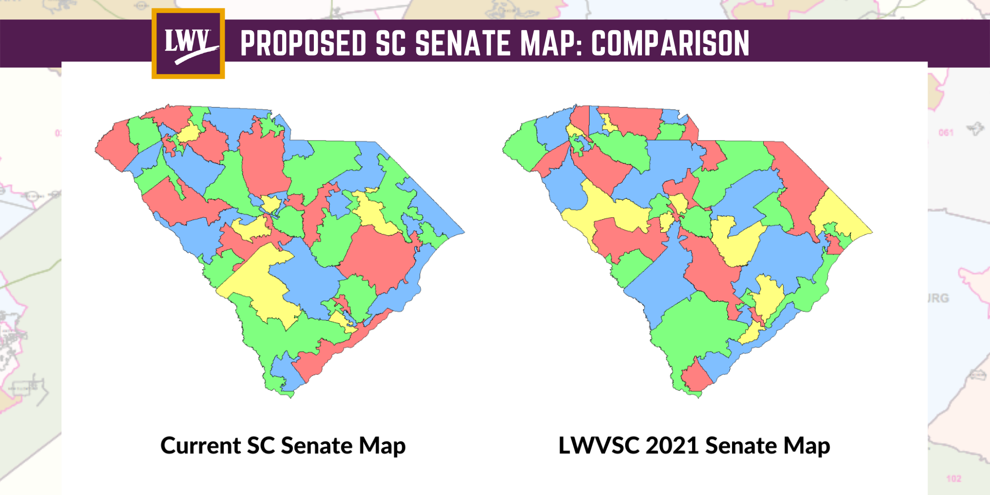 Proposed LWVSC Senate Map Comparison current vs proposed 