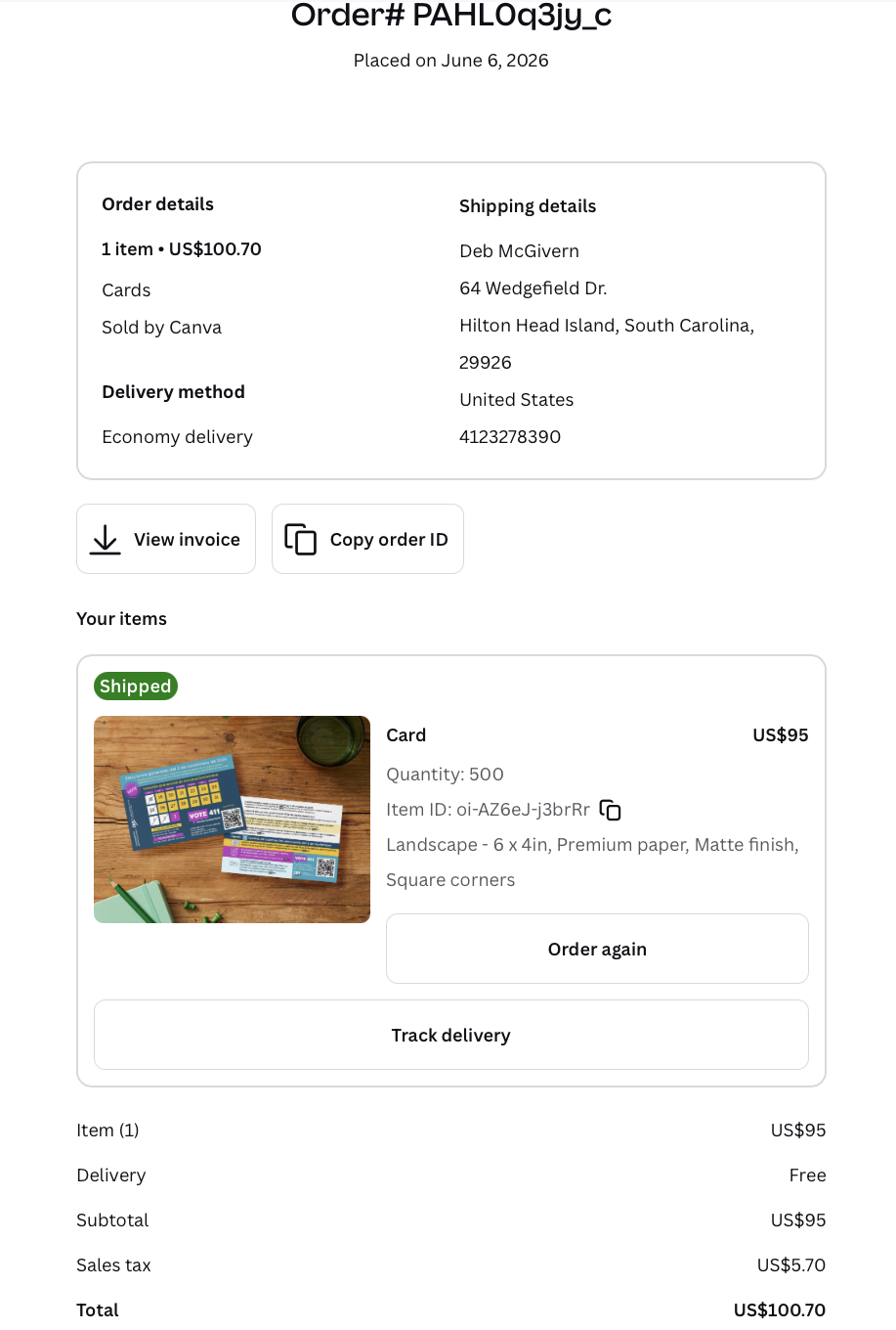 Canva Invoice