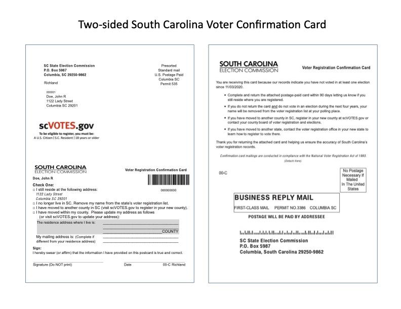 SC voter confirmation card