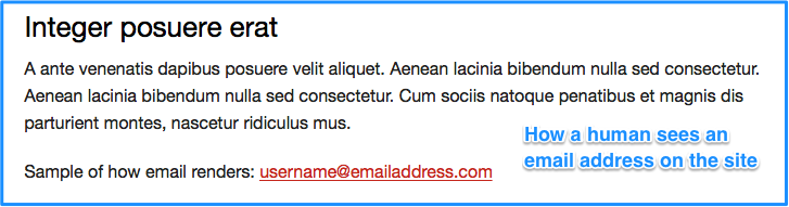 Humans see email addresses as clickable and properly written addresses