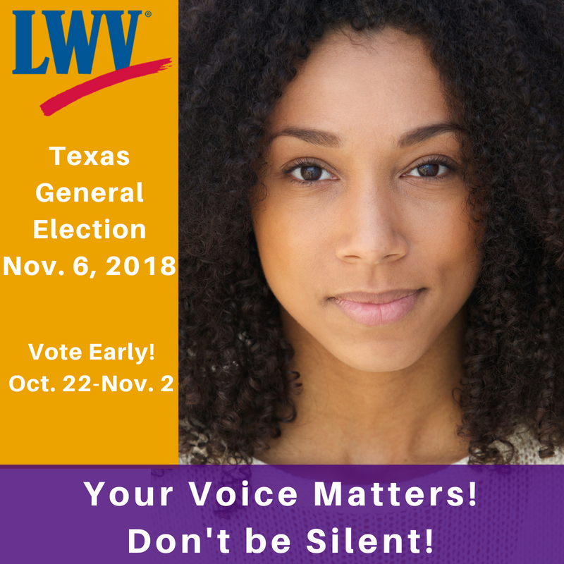 Your Voice Matters in the Texas General election Your Voice Matters in the Texas General Election with photo of women smiling