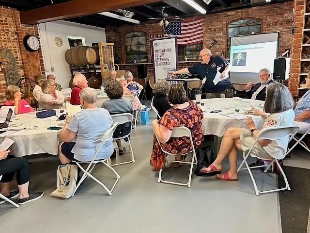 Election Commissioner Anthony Albence speaks at LWVNCC Annual Meeting June 2024