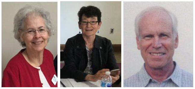 The LWVNCC Bylaws specify a five-member nominating committee: three non-Board members elected at the Annual Meeting and two Board members appointed afterward. headshots of three individuals - nominating committee of LWVNCC in 2019