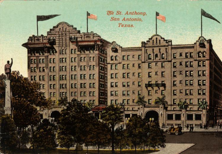 St. Anthony Hotel - San Antonio This image is in the public domain and may be used freely. "Courtesy of Special Collections, University of Houston Libraries."