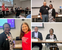 Photo collage of 4 photos from the Moms Panel Discussion
