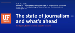 Oak Hammock State of Journalism title slide white text on blue background