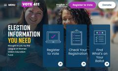 VOTE411 Main Webpage screenshot