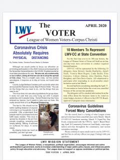 Photo of April 2020 newsletter cover Cover of April 2020 newsletter