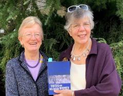 Anne Boylan and Kethleen Baker are shown with the book "Votes for Delaware Women"