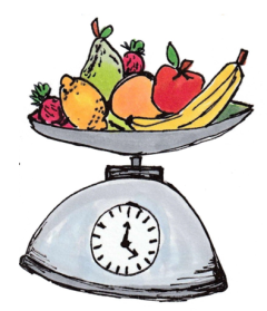 Drawing of produce on scale
