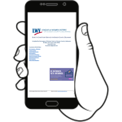Drawing of hand with cell phone displaying title page of guide