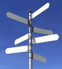 signpost, many directions, no words