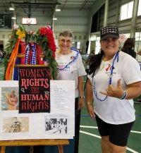 LWVHC Kit Afable and Shana Kukila at a voter registration table organized by the Hawai'i County Committee on the Status of Women