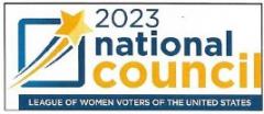 Logo for 2023 National Council of the League of Women Voters of the United States
