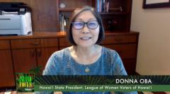 League of Women Voters Hawaii State President, Donna Oba smiles at camera