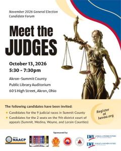 Meet the Judges October 13th at 5:30 Akron Public Library