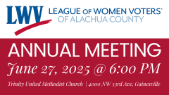 Annual Meeting details on red and white background