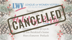 Cancelled Stamp over Holiday Party details