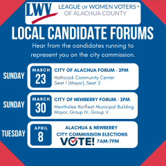 Local election candidate forum dates times locations