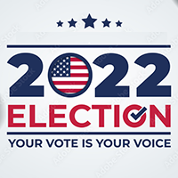 patriotic sign for 2022 election with USA flag in 0 of 2022