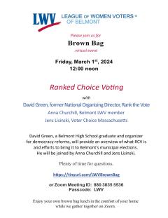Brown Bag lunch flyer March 2024 ranked choice voting