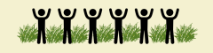 stick people holding their arms up standing in grass