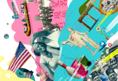 collage of photos graphics and artwork representing groups and community