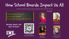 How School Boards Impact Us All Event Announcement Monday March 13 7 pm on Zoom