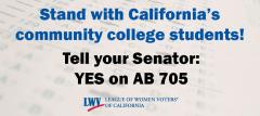 Stand with California's community college students! Tell your Senator YES on AB 705
