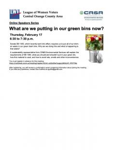 Online Speakers Series: What are we putting in our green bins now?