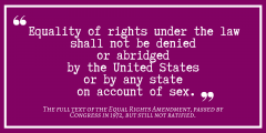 Equality of rights under the law  shall not be denied or abridged by the United States or by any state on account of sex. Equal Rights Amendment Text