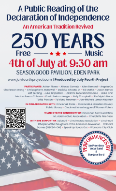 Flyer for the reading of the Declaration of Independence on July 4
