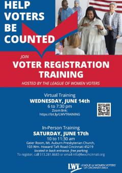 Flyer for Voter Registration Training on June 17, 2023