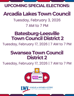 Flyer with dates of the three upcoming special elections 