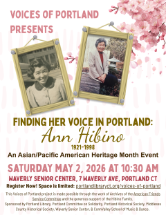 Finding Her Voice in Portand CT Ann Hibino Event Flyer