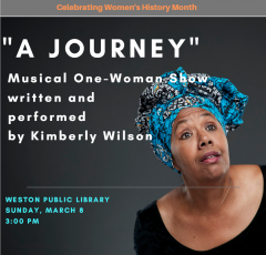 Event Flyer with Image of Kimberly Wilson for A Journey, a Women's History Month Event 