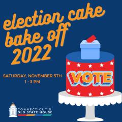 flyer for election cake bake-off with image of a cake that says vote 