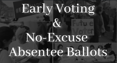 website Banner for Early Voting and No excuse Absentee Ballots