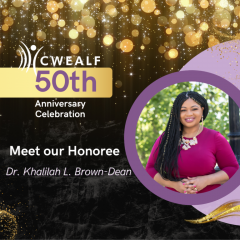 CWEALF 50th anniversary with image of honoree