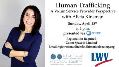 Flier for Human Trafficking event with photo of Alicia Kinsmann