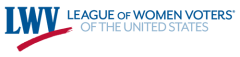 Logo in red blue and white for league of women voters of the united states