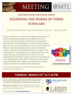 LWV Redding Conversations with three Scholars flyer