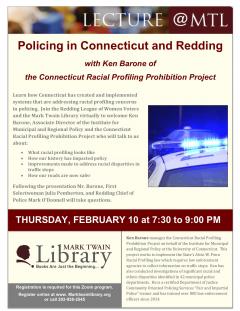 Flier for LWV Redding Policing in Connecticut