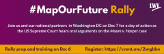 #mapourfuture rally event image in purple and yellow