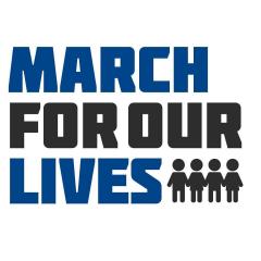 March for our lives logo in blue, black and white